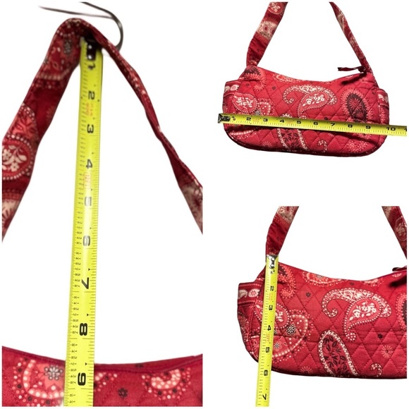 Soon Vintage Vera Bradley Small Maggie Satchel & Coin Purse Mesa Red Paisley Set - Picture 12 of 16